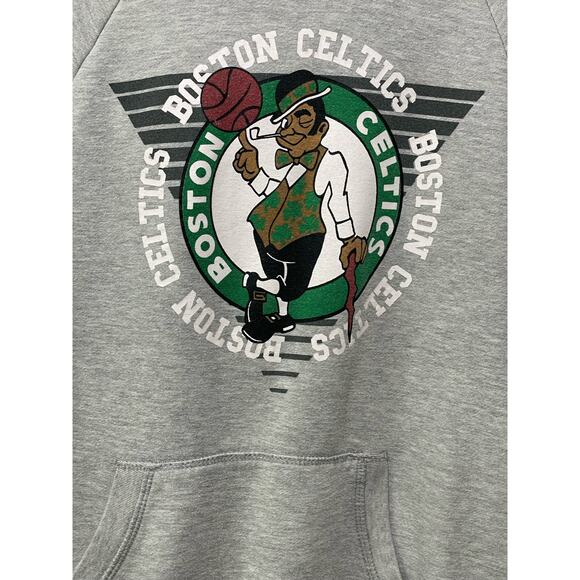 NBA Pullover Hoodie Sweatshirt Boston Celtics Print Kangaroo Pocket Gray Youth M - Picture 2 of 9